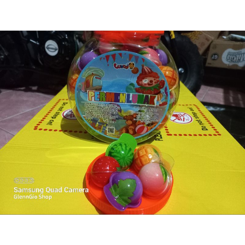 Permen Lunak Bola bentuk Buah toples isi 50 pcs