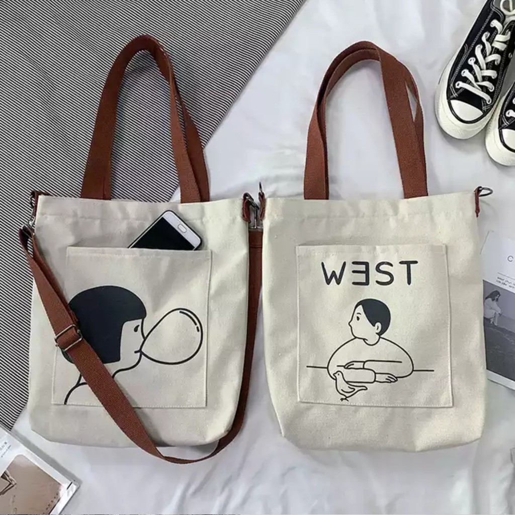 Should Bag - Tas Tote Bag Wanita Terbaru 2021 Kekinian Motif Carakter Fashion Lucu Tas Selempang Wanita Multifungsi Korean Style Murah