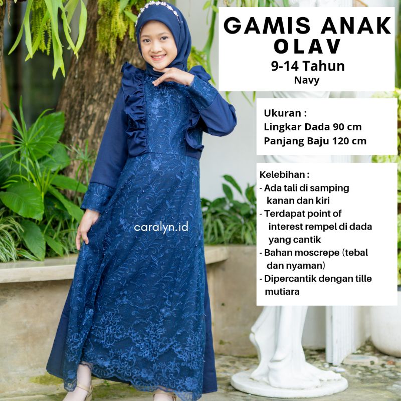 GAMIS ANAK PEREMPUAN REMAJA BRUKAT PESTA OLAV CANTIK 9-14 TAHUN