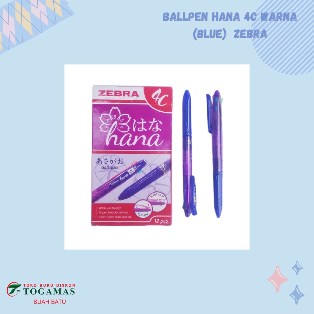 

BALLPEN HANA 4C WARNA (BLUE) ZEBRA