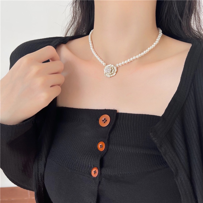 Kalung Mutiara Gaya Retro Elegan Untuk Wanita beaded necklace