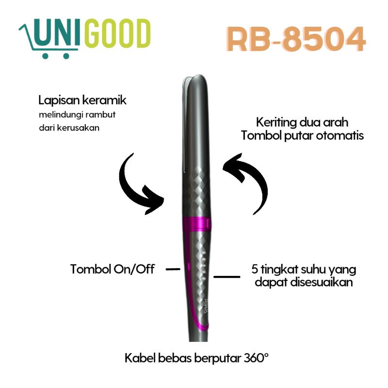 UNIGOOD - Magicurl Riwa Catokan Rambut Keriting Otomatis Keramik Automatic Hair Curler