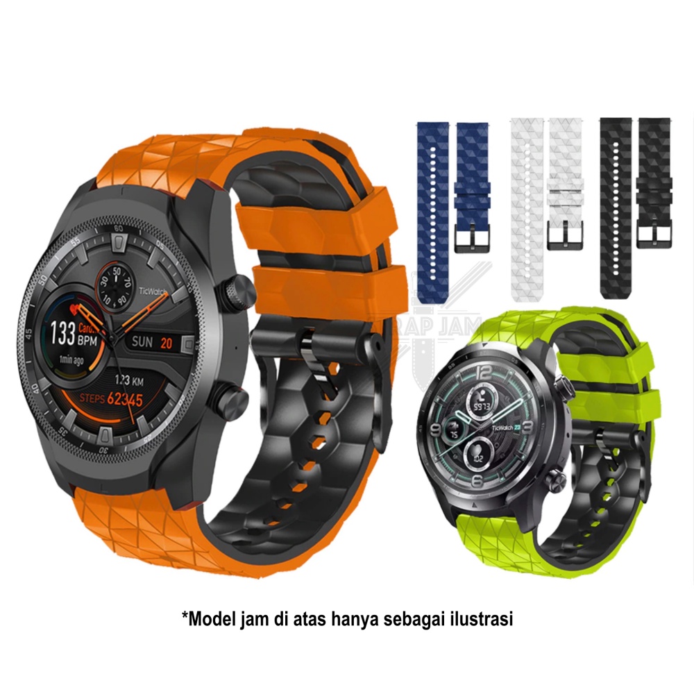 HPF 22mm Tali Jam F0ssil Gen 5E 44mm FTW4047 FTW4055 FTW4056 - Strap Rubber Silikon Model Diamond