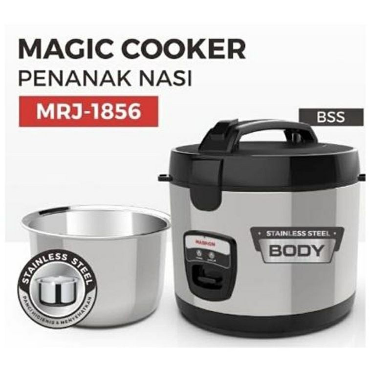 MASPION Magic Cooker 1.8 L Stainless Steel Body Penanak MRJ - 1856 ( WARNA RANDOM )