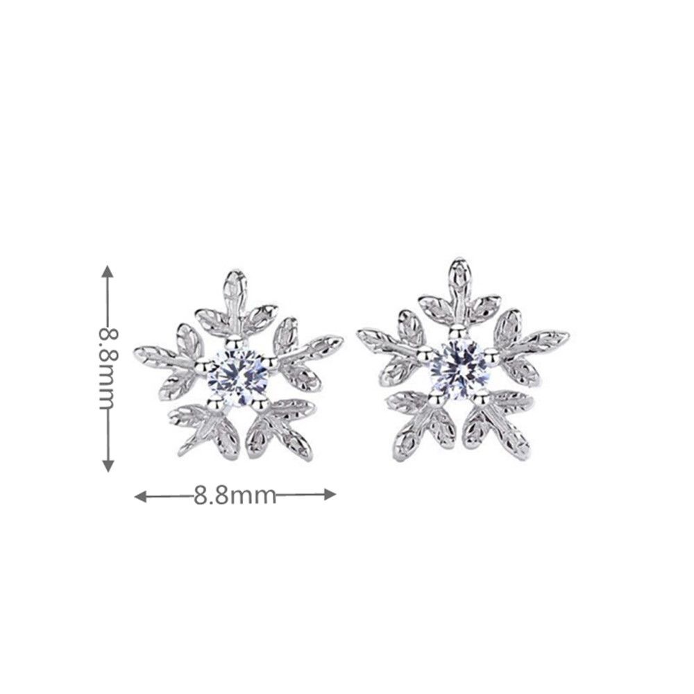 Anting Stud Desain Nanas Snowflake Bahan 925 Sterling Silver Aksen Zirkon Untuk Wanita