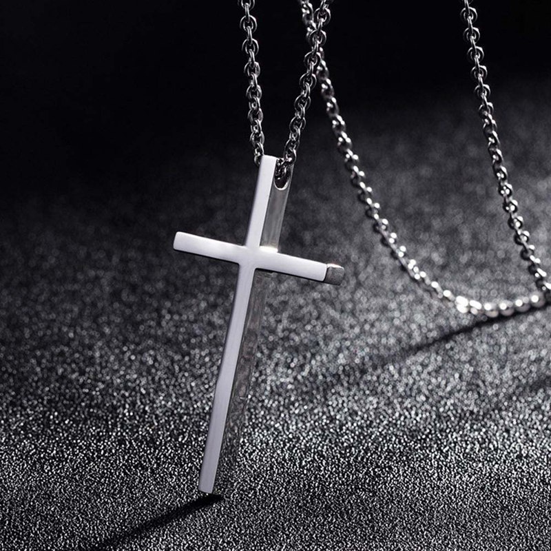 Titanium Steel Cross Pendant Necklace for Men Women Minimalist Jewelry Male Female Prayer Necklaces