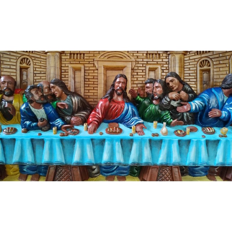 Perjamuan kudus kayu jati semi colour.