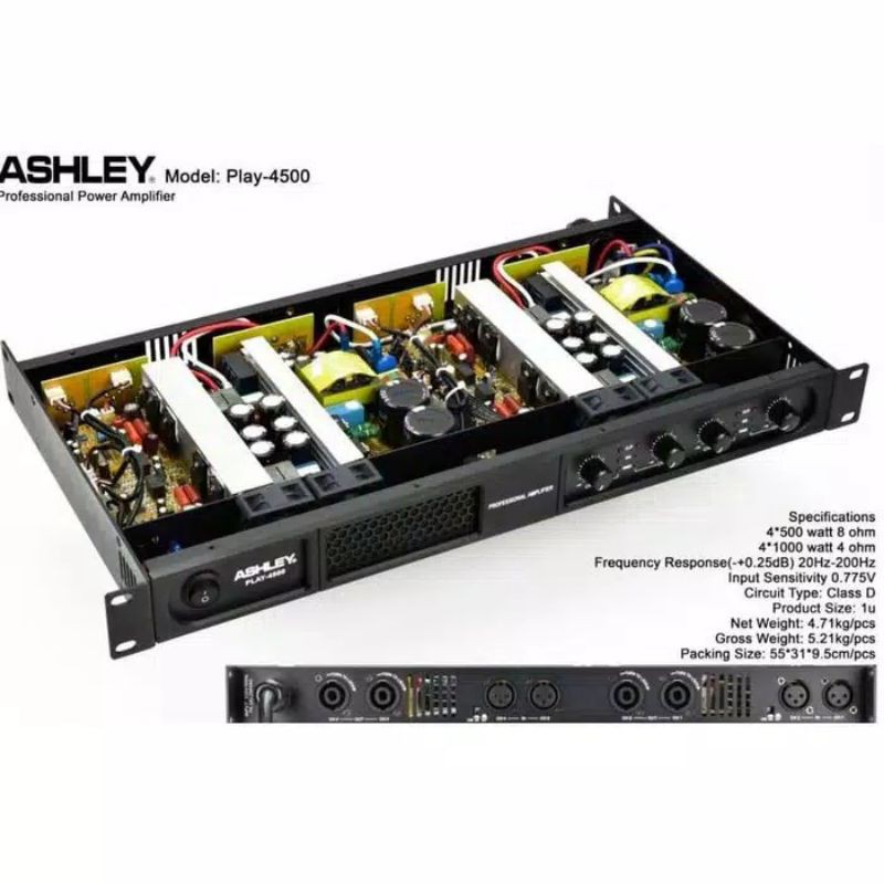 ASHLEY PLAY 4500 play4500 PROFESSIONAL POWER AMPLIFIER