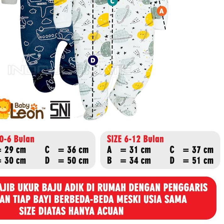 ✥ BABY LEON Jumpsuit Bayi Kaki Tertutup Lengan Panjang Jumper Bayi Laki-Laki Newborn BC-072 Baju Bay