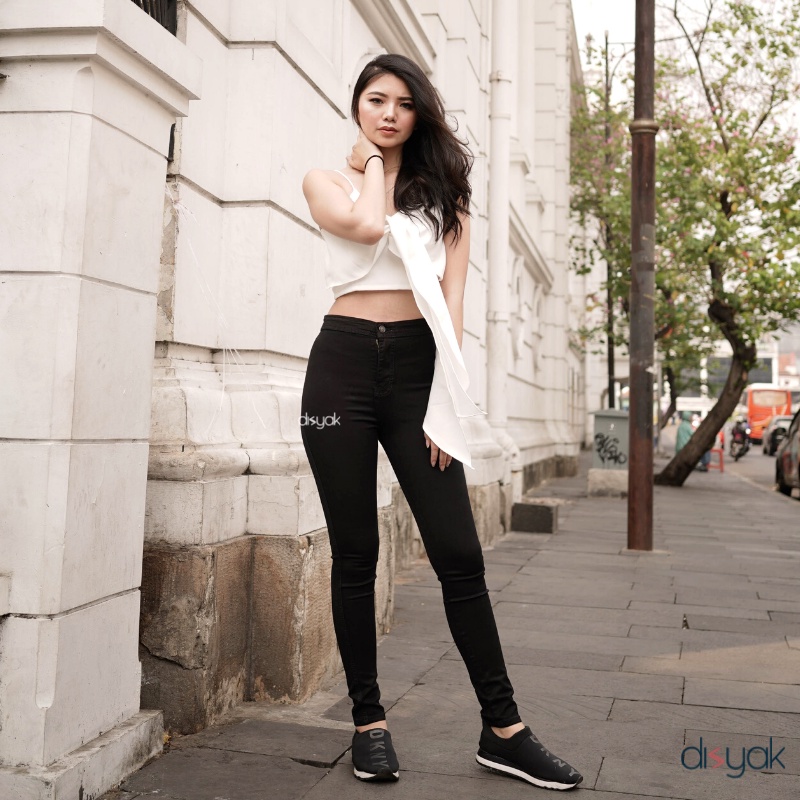 DISYAK - HIGHWAIST Black Premium Soft Jeans Strecth 7001-9001