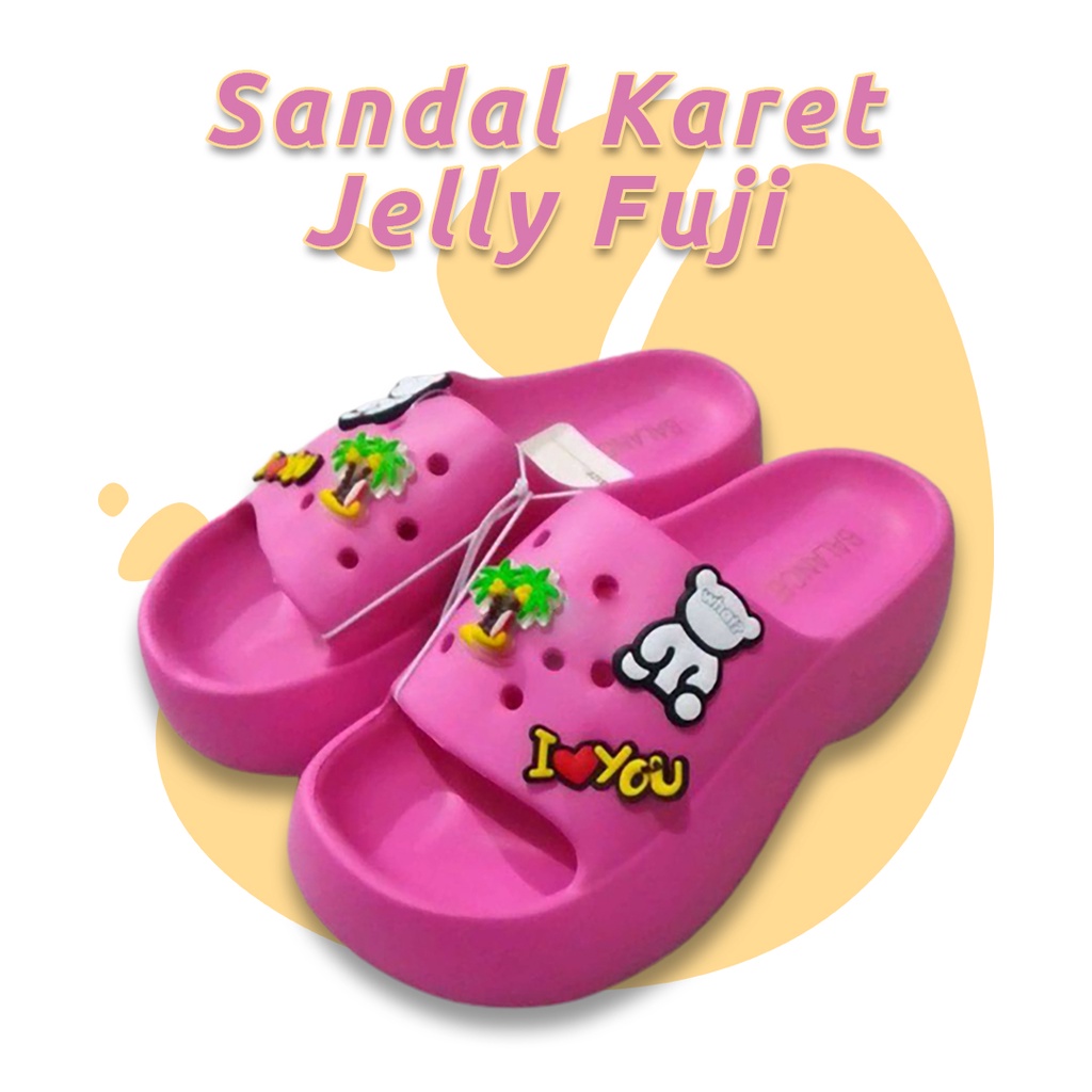 Sandal Wanita Selop Crocz Terlaris ( Soft Color ) Sendal Viral Jibbitz Karet Wedges Import Impor Cew