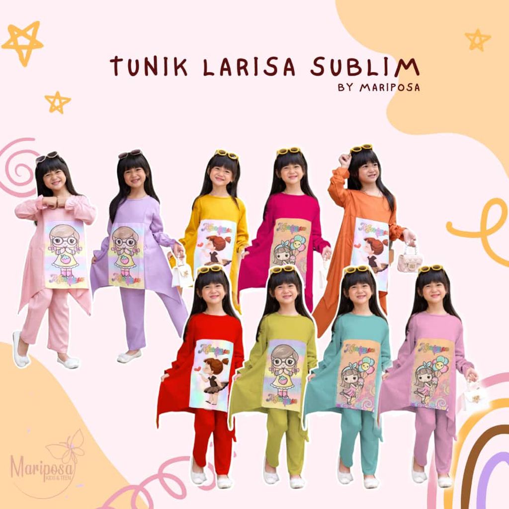 MARIPOSA Setelan Tunik Larissa Sublim Set Anak Perempuan Size 2 4 6 8 10