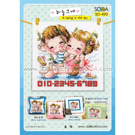 Paket DIY Craft Sulam Kristik Strimin Sodastitch SO-490 - A Swing In The Sky Couple Korea