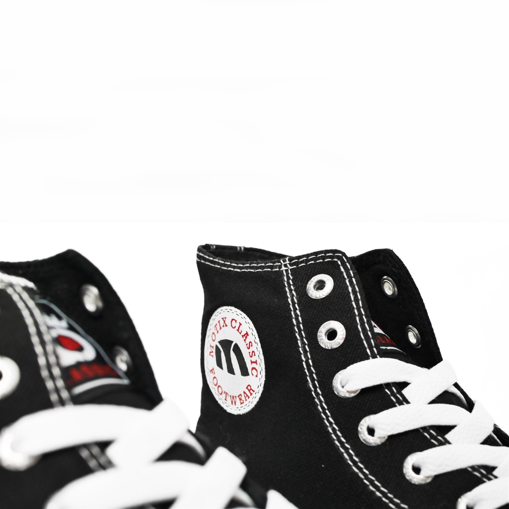 Sepatu Motix School Hi Black White Original