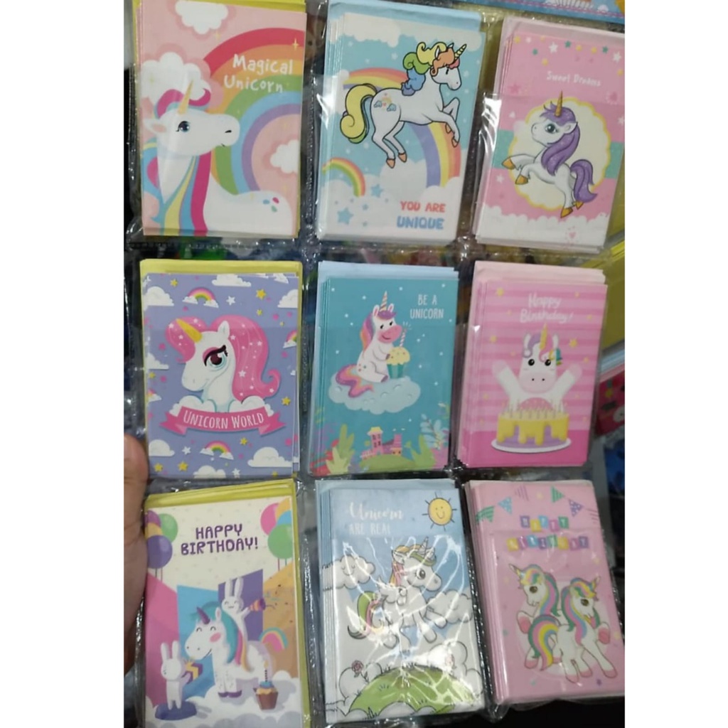 Kartu Ucapan Ulang Tahun Birthday CARD Karakter anak Lucu kartu ultah unicorn kartu ucapan frozen