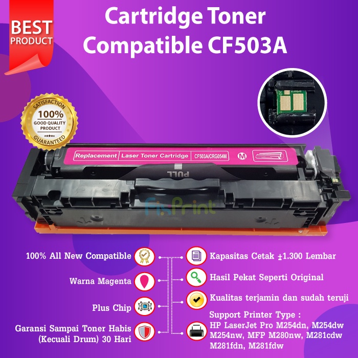 Cartridge Toner Compatible XP 202A CF503A Magenta Refill Color Printer Laserjet Pro M280 M281