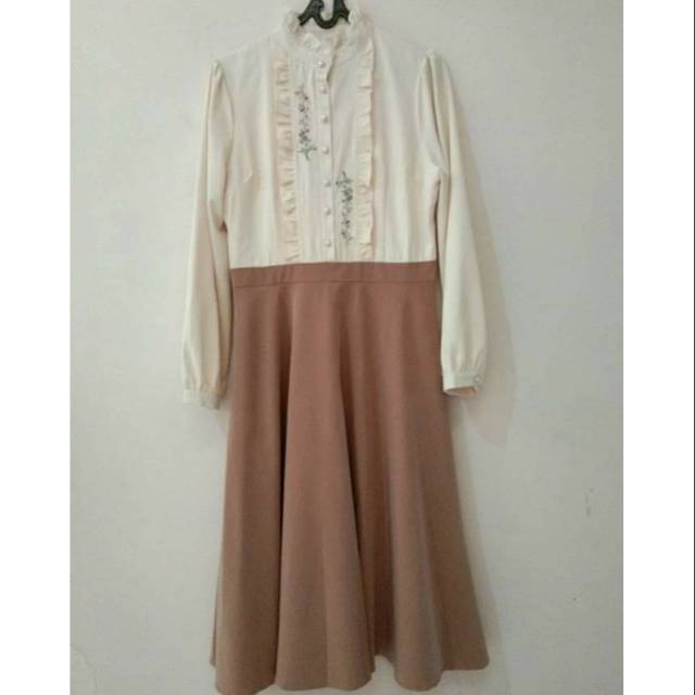 Vintage retro midi brown lolita dress size L
