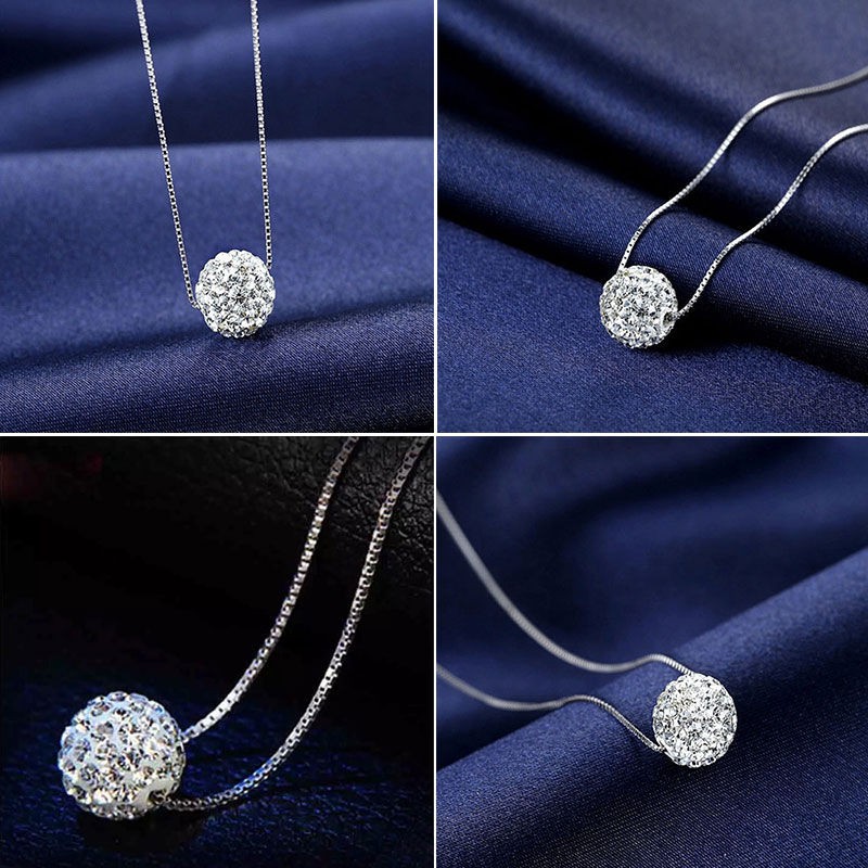 Kalung Kristal Stainless Titanium Crystal Jewelry Liontin Diamond Silver Kualitas Tinggi Untuk Wanita 1PC