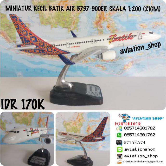 Miniatur Pesawat Diecast Batik Air Boeing 737-900Er Skala 1:200 (21Cm) - Termurah 