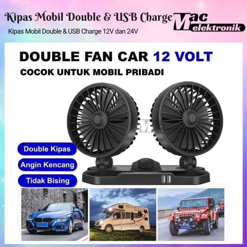 Kipas Angin Mobil Double KIPAS ANGIN MOBIL FLECO SINGLE, DOUBLE, DOUBLE CHARGER DAN MOFEL JEPIT 8in