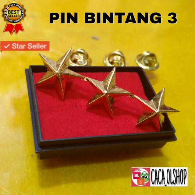 Pin Bintang 3 Gandeng Gold