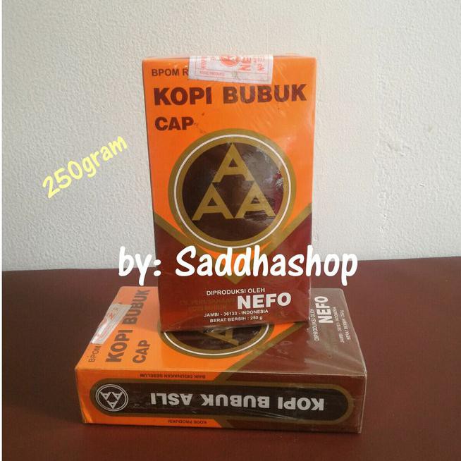 

5m5a kopi murni bubuk hitam excelsa nikmat asli cap aaa nefo jambi 250gram dhiu