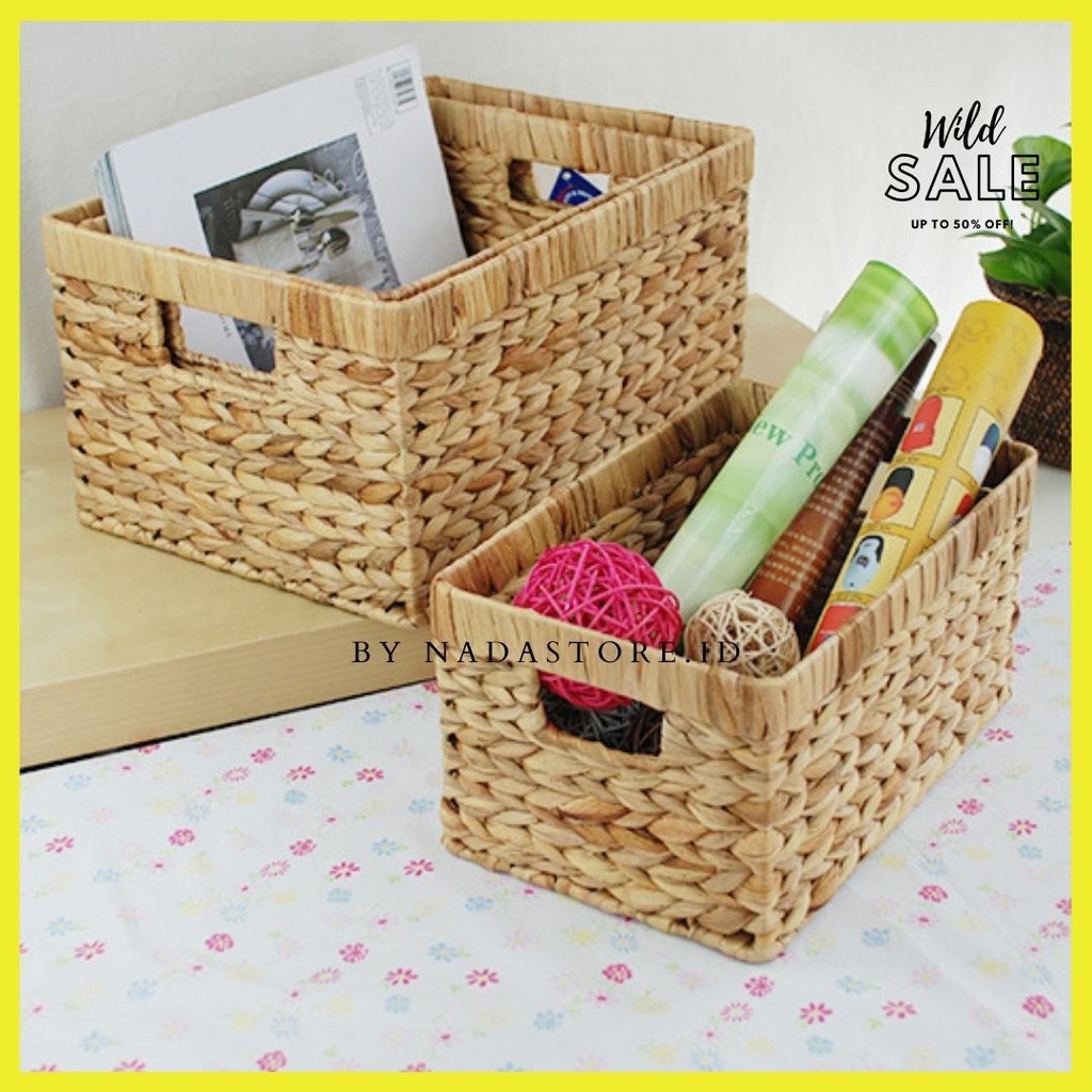 NADASTORE - kotak penyimpanan / keranjang / basket / keranjang anyaman enceng gondok Storage Baskets