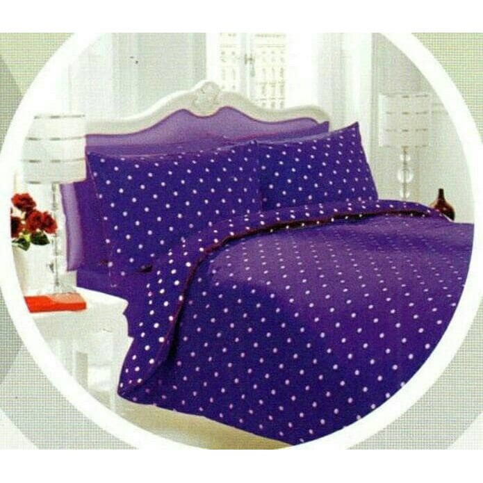 Vhepra Sprei Katun Motif Polkadot Ungu