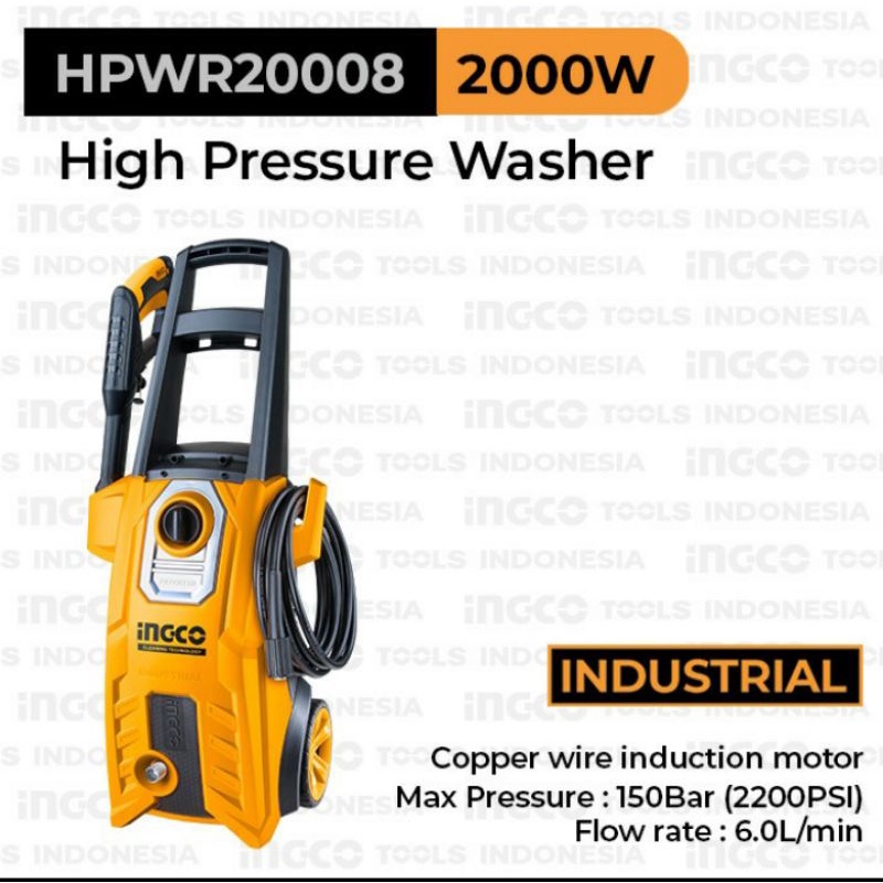 Brushless jet cleaner (150bar) INGCO HPWR20008 mesin pompa steam mobil motor