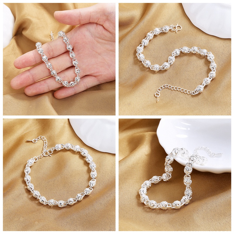 Fancyqube Gelang Sterling Silver 925 Hias Manik-Manik Untuk Wanita