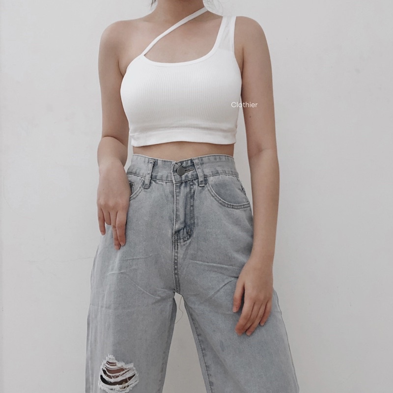 CLOTHIER - Aera Ribbed Tank | Asymmetric Sling Bralette