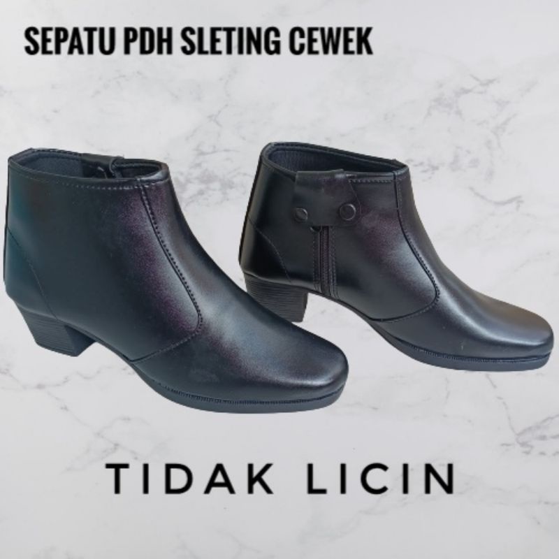 sepatu wanita/ sepatu PDH cewek/ sepatu PDH sleting/ sepatu dinas/ sepatu security cewek/ sepatu satpam wanita