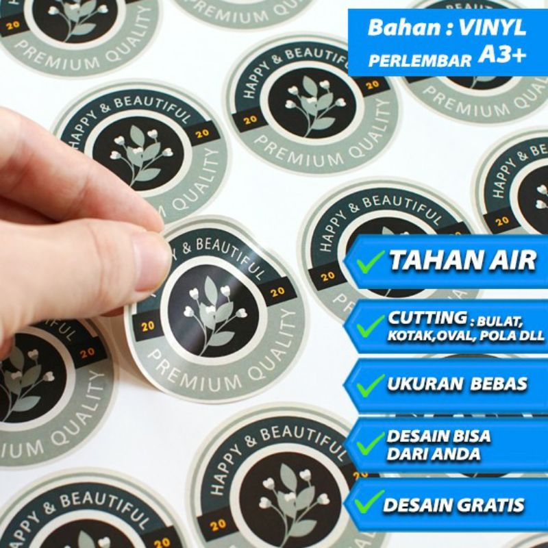 

cetak stiker vynl A3 + cutting logo makanan dan lain lain