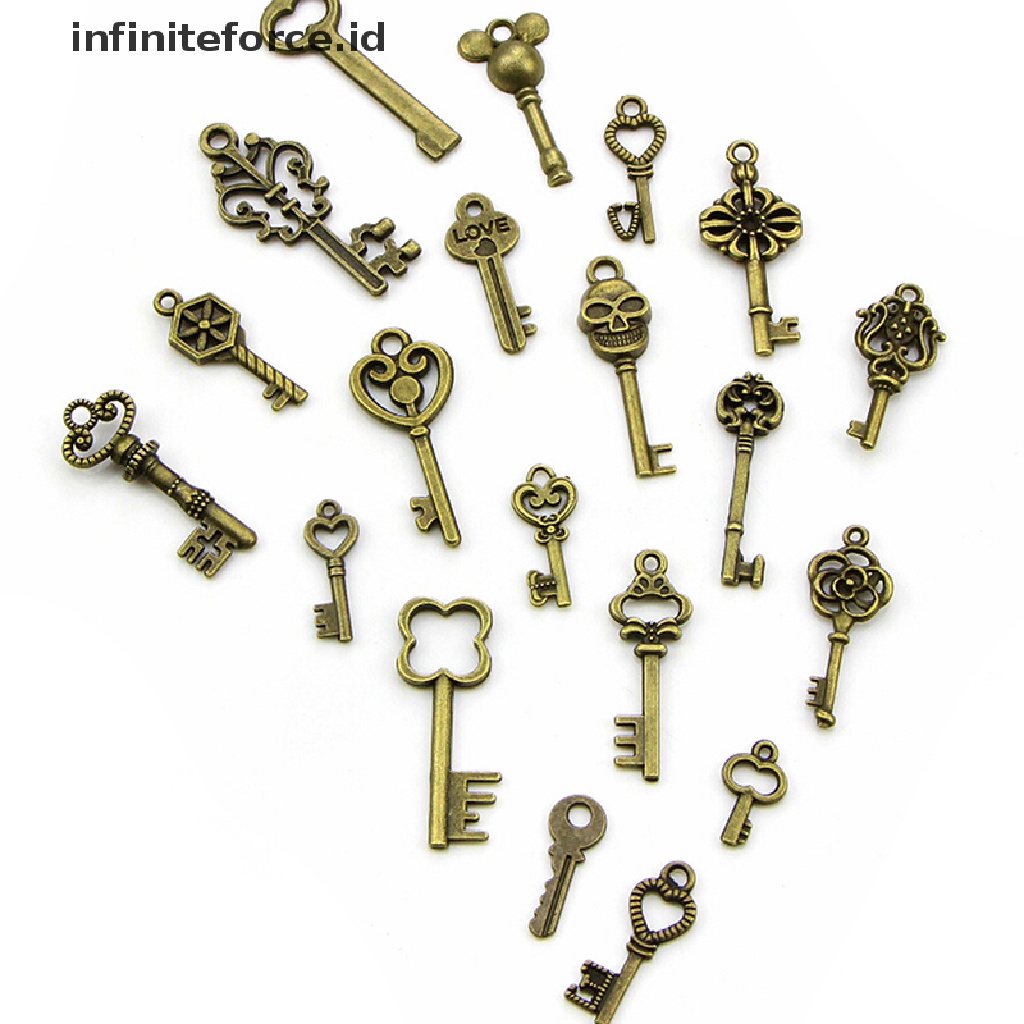 50 Pcs / Set Liontin Kunci Perunggu Gaya Vintage Steampunk Diy