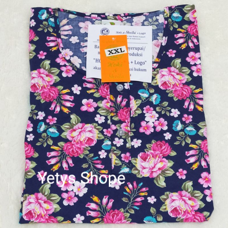 Hoki&Sheila Jumbo LD120 C3/4 Baju Tidur Piyama Fit XXL [Part 1]-2Mawar Navy