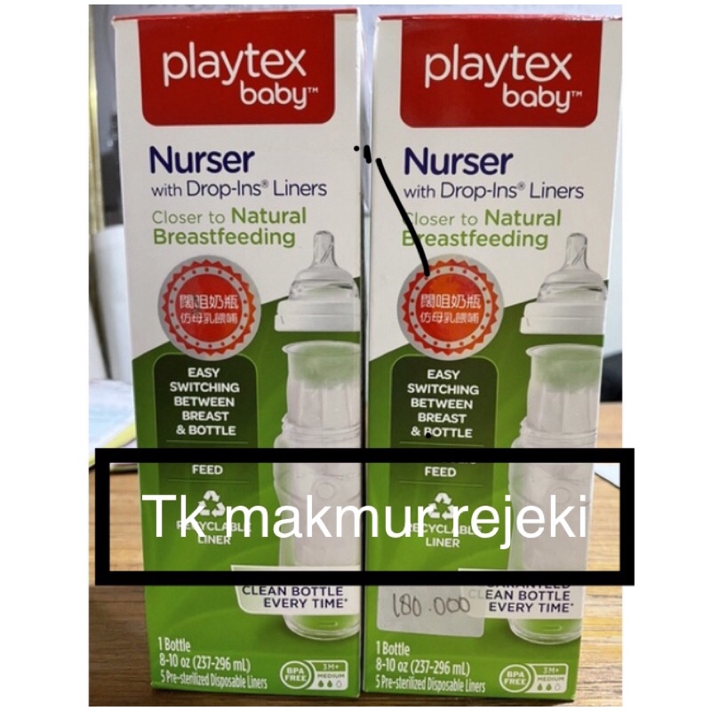 PLAYTEX NURSER DROP INS LINER BOTOL SUSU PLAYTEX 8-10oz FREE 5 LINERS