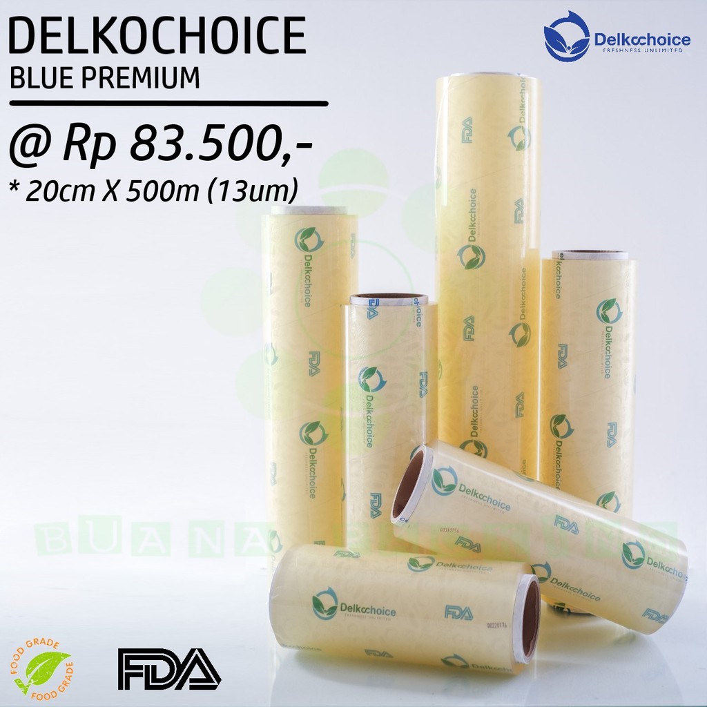 

PLASTIK PEMBUNGKUS MAKANAN - PLASTIK WRAPPING MAKANAN - PLASTIK CLING DELKOCHOICE BLUE