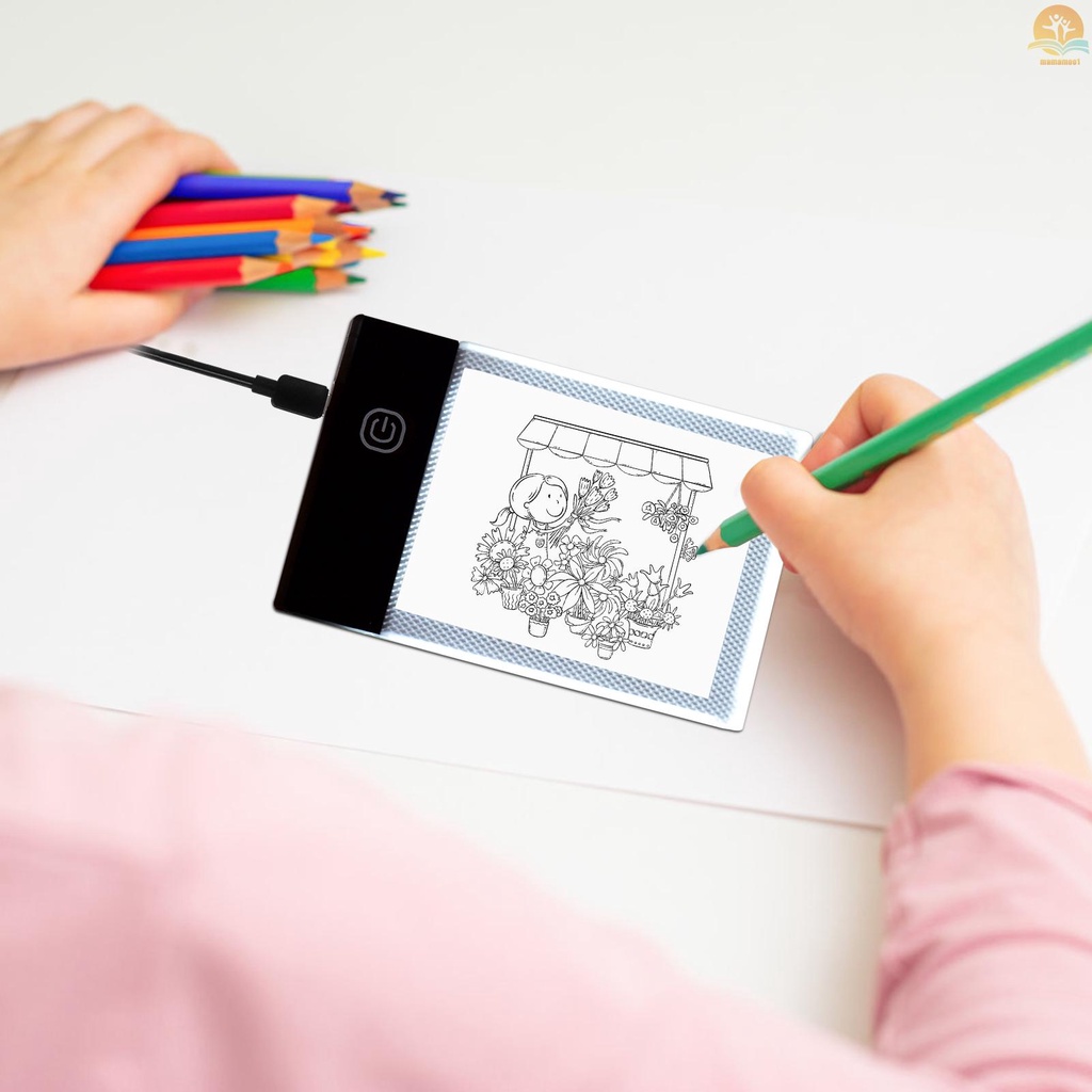 Super Mini LED Light Pad Ultra-thin Light Box USB Powered Dimmable Brightness Artcraft Tracer for Children Students Adults Drawing Tracing Practise Calligraphy Flipbook Flip Books Animation Cartoon Creation