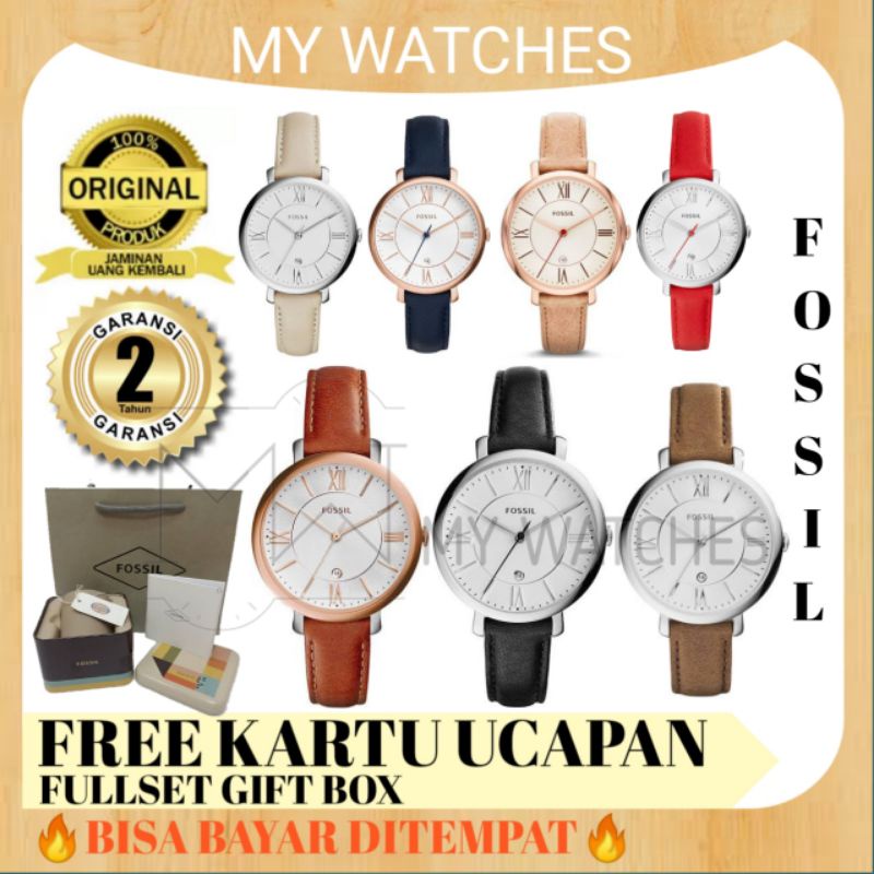 Jam Tangan Fossil Wanita Original Jacqueline Leather Strap Watch ES3793, ES3926, ES3972, ES3708, ES3
