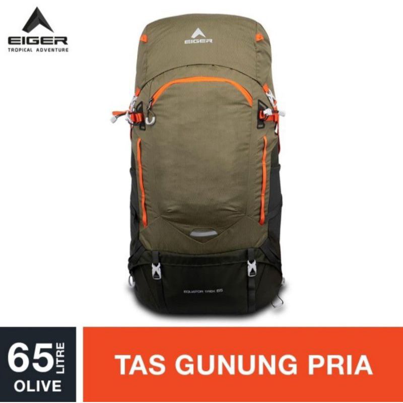 Tas Keril Eiger1989 Equator Trek Carrier 65L Olive Tas Gunung Hiking