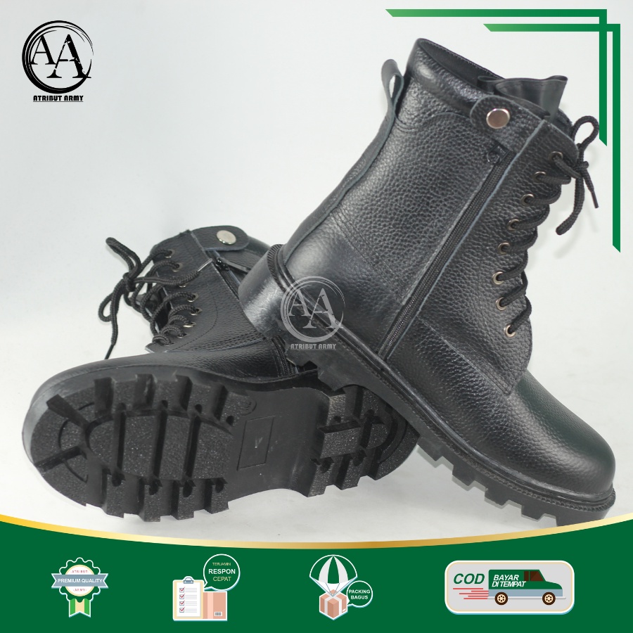 Sepatu PDL Linmas Cobra Kulit Mild Jeruk Sepatu Kerja Pria Satpam Security Kulit Asli Tali Resliting