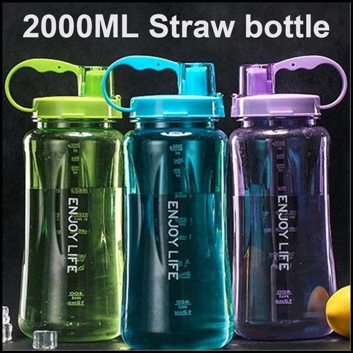 Botol Minum Enjoy Life 2 Liter - Straw Water Bottle 2000 Ml B19-2