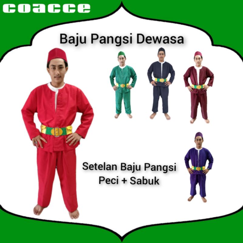 Baju Pangsi Betawi Dewasa Setelan Dapat Peci Dan Sabuk Habibie