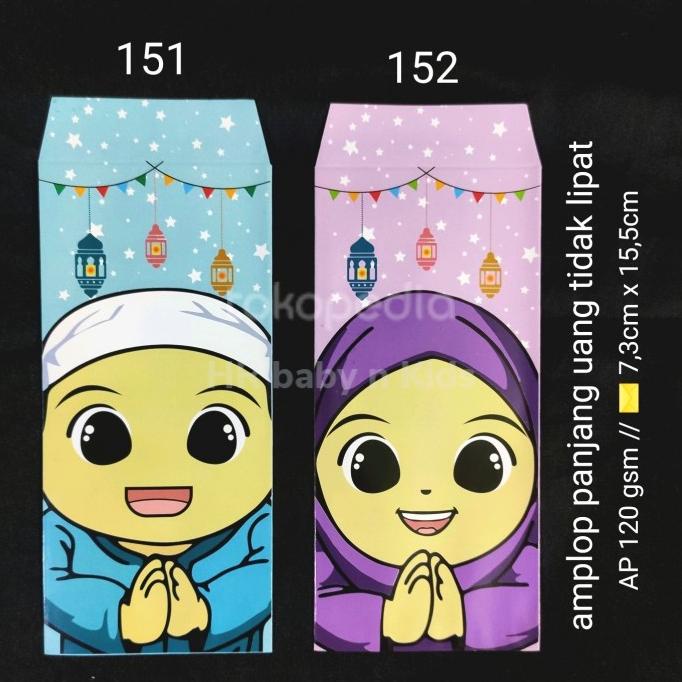 

amplop lebaran panjang tanpa lipat motif anak