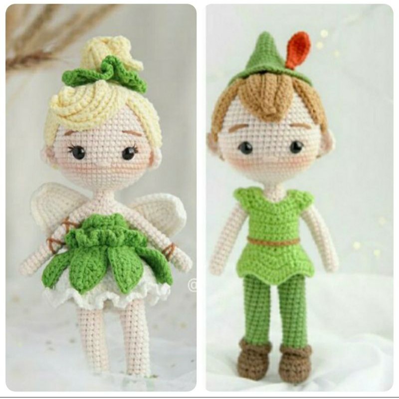 boneka rajut amigurumi tinkerbell & peterpan