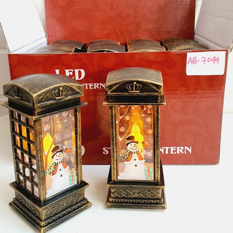 Lentera LED Lampu Box Telpon Unik Souvenir Natal Murah Santa Snowman