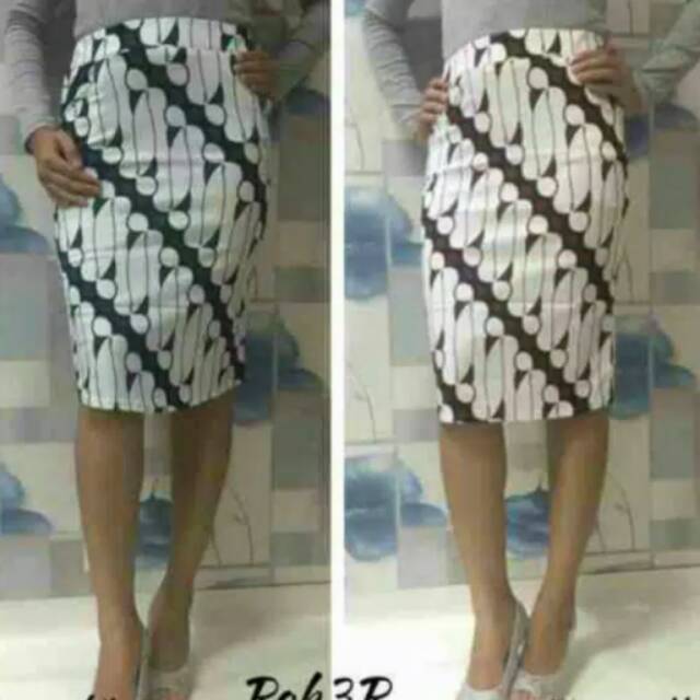 ROK SPAN PARANG PUTIH BATIK SOLOAN JAWA SERAGAM KANTOR KERJA MINI SKIRT VINTAGE