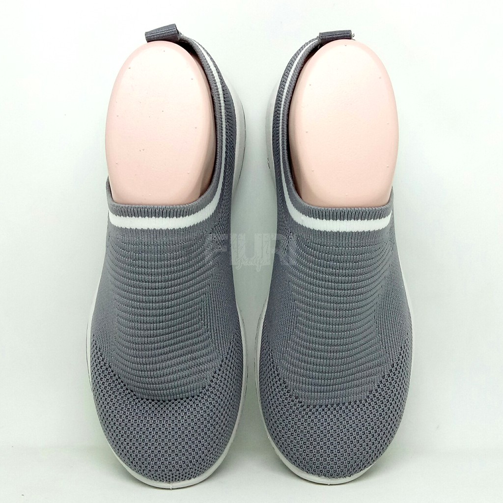 FIURI - ANDO Sierra Original Grey White - Sepatu Olahraga Lari Wanita - Sepatu Sekolah - Sepatu Ando - Sepatu Sneakers Kuliah Senam Gym Jogging Sport Wanita - Sepatu Casual - Sepatu Rajut Slip On - Fashion Wanita Sneakers Wanita