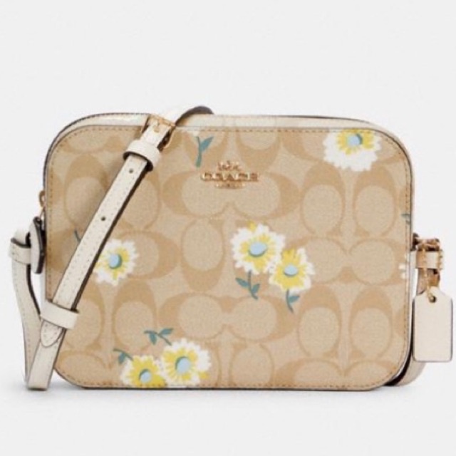 Coach Mini Camera Bag In Signature Canvas With Daisy Print(C3354)