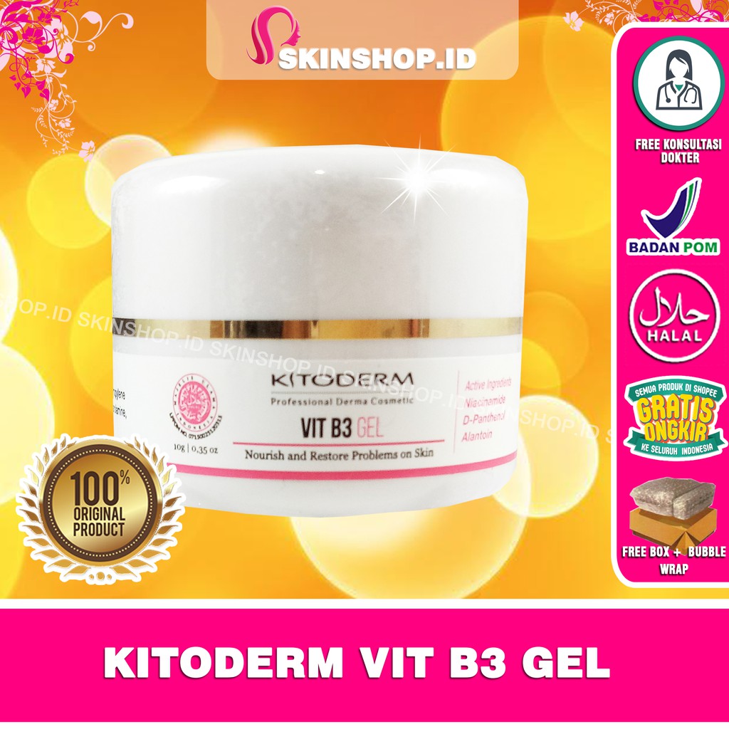 Kitoderm Vit B3 Gel 10gr Original / Gel Vitamin B3 BPOM Aman